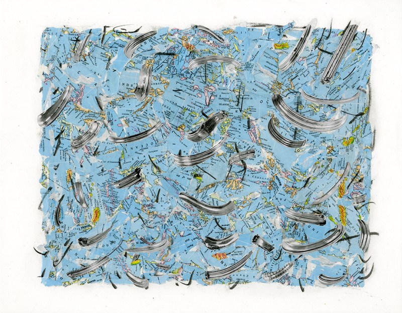 Blue Lake Mixed Media Collage